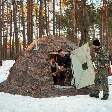 Hot Tent Camping, Outfitter Tent, Tent With Stove, Russian Bear, Camping Things, Hot Tent, Hunting Chair, Bushcraft Shelter, Winter Tent