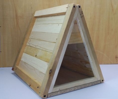 Triangle Wooden Pet House Outdoor Dog House Ideas, Dog House Ideas, Cat House Plans, Wooden Cat House, Wooden Dog House, Dog House Plans, Outdoor Dog House, Cat House Diy, Pallet House