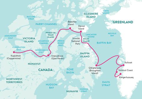 Into the Northwest Passage Map Arctic Exploration, Arctic Cruise, Northwest Passage, Franklin Expedition, Canadian Travel, Regents Park, Channel Islands, Prince Of Wales, Infamous