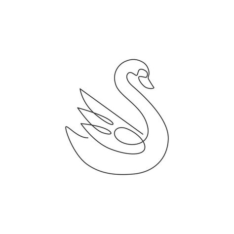 Swan Line Tattoo, Swan Line Drawing, One Line Art Easy, Swan Line Art, Swan Outline, Dancers Drawing, Ballet Tattoos, One Line Animals, Continuous Line Tattoo