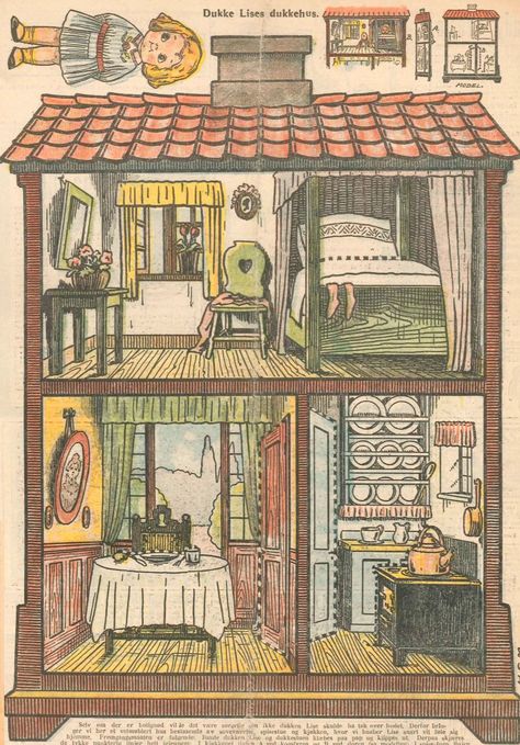 Dolly Dingle, Doll Backgrounds, Doll House Wallpaper, Toy Theatre, Paper Furniture, Paper Doll House, House Illustration, Vintage Paper Dolls, Paper Houses