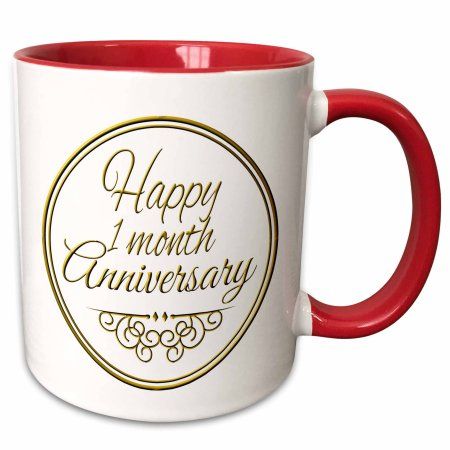 3dRose Happy 1 month Anniversary. gold text. 1st month together anniversaries - Two Tone Red Mug, 11-ounce, White Happy 9 Months Anniversary, 9 Month Anniversary, Happy One Month Anniversary, 14th Anniversary Gifts, 41st Anniversary, 15th Anniversary Gift, 60th Anniversary Gifts, 33rd Anniversary, One Month Anniversary