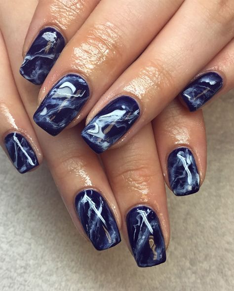 Black Navy Nails, Navy Marble Nails, Navy Blue Marble Nails, Dark Blue Marble Nails, Dark Marble Nails, Male Polish, Blue Marble Nails, Nail Art Bleu, Nail Black