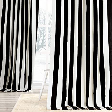 HPD Half Price Drapes PRTW-D17-108 Printed Cotton Curtain (1 Panel), 50 X 108, Cabana Black Printed Cotton Curtain, Half Price Drapes, Striped Curtains, Darkening Curtains, Cotton Curtains, Printed Curtains, White Curtains, Roller Shades, Room Darkening Curtains