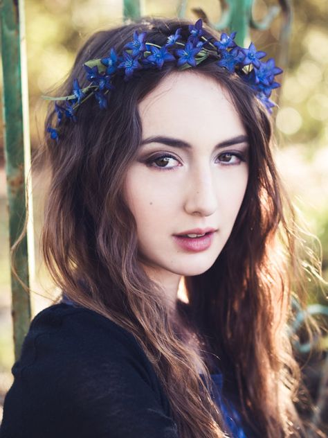 floral crown, bridal flower crown, wedding hair accessories, wedding flower wreath silk flower headband, blue flower on Etsy By SERENITYCRYSTAL Wedding Hair Flower Crown, Blue Flower Crown, Indigo Flower, Dark Blue Flowers, Flower Braids, Bridal Flower Crown, Flower Crown Wedding, Bridal Crown, Wedding Crown