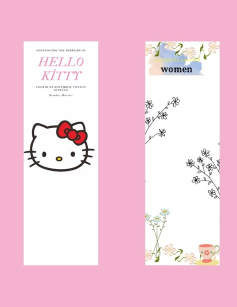 Hello Kitty Bookmarks Free Printable, How To Make A Hello Kitty Bookmark, Hello Kitty Bookmark, Sanrio Bookmark Printable, Anime Printable Bookmarks, Sanrio Bookmark, Hello Kitty Crafts, Bookmark Template, Bf Gifts