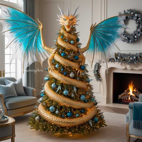 Dragon Christmas Trees: The Ultimate Holiday Statement Piece for Your Home Beetlejuice Bedroom, Unique Bunk Beds, Giant Dog Beds, Waterfall Island Kitchen, Dragon Christmas, Scooter Design, Dragon Wall, Mini Fridges, Kitchen Models