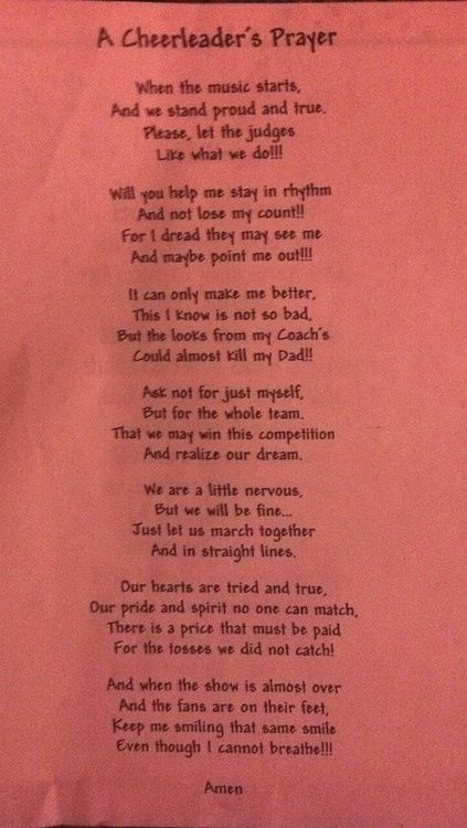 A cheerleaders prayer-good luck at state, Hannah! :-) Cheer Athletics Diet, Words Of Encouragement For Cheerleaders, Cheer Sayings, Prayer Bear, Cheerleading Chants, Cheerleading Camp, Cheer Tips, Comp Cheer, Competitive Cheerleading