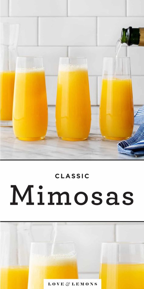 Best Mimosas, Coco Recipes, Mimosa Recipe Easy, How To Make Mimosas, Easy Mimosa, Alcohol Storage, Classic Mimosa, Brunch Mimosa, Lemons Recipes