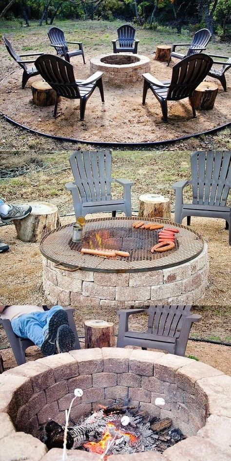 Amazing Outdoor Fire Place Ideas Diy Fire Pit Cheap, Fire Pit Plans, Fire Pit Party, Ceramide Capsules, Outdoor Fire Pit Designs, Fire Pit Landscaping, Outdoor Stone, Garden Fire Pit, Fire Pit Area