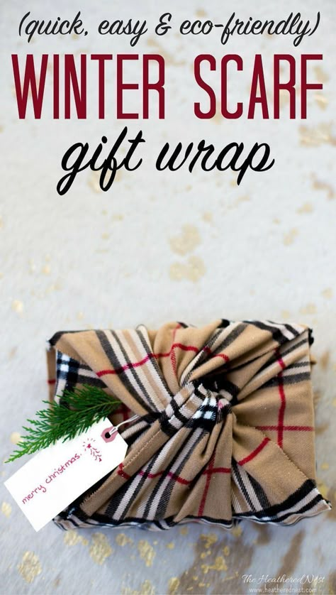 Gift Wrapping Ideas For Christmas, Wrapping Ideas For Christmas, Unique Gift Wrapping Ideas, Winter Scarf Gift, Eco Friendly Christmas, Unique Gift Wrapping, Birthday Gift Wrapping, Gifts Wrapping, Green I