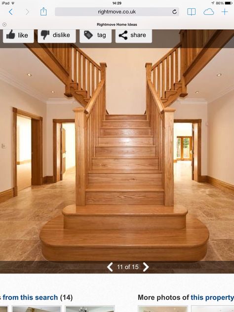 Central staircase Center Staircase, Luxury Staircase, Bespoke Staircases, Timber Staircase, Handrail Design, House Staircase, Glass Stairs, Hall Interior Design, Entrance Interior