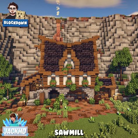 🌳 Sawmill with @thejackhd 🌳 Make sure to go and give him a follow! I'd really appreciate it! 😃 Special thanks to @tokobuilds for the… | Instagram Minecraft Medieval Buildings, Minecraft Shops, Minecraft Kingdom, Case Minecraft, Minecraft City Buildings, Bangunan Minecraft, Minecraft Cottage, Minecraft House Tutorials, Cool Minecraft Creations