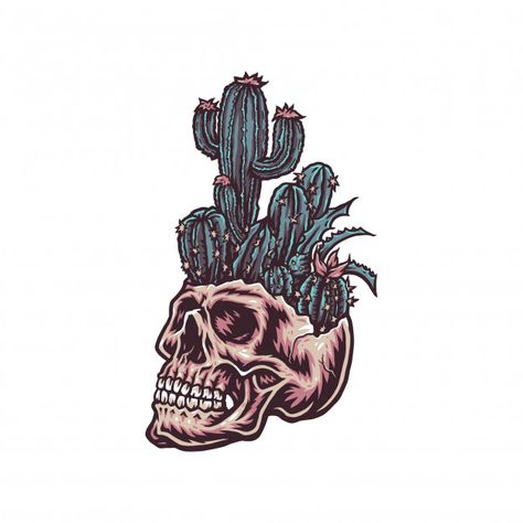 Cowboy Hat Tattoo, Skull Cactus, Cactus Canvas, Guitar Illustration, Cactus Tattoo, Tattoo Filler, Cactus Illustration, Mexican Skulls, Flat Icons Set