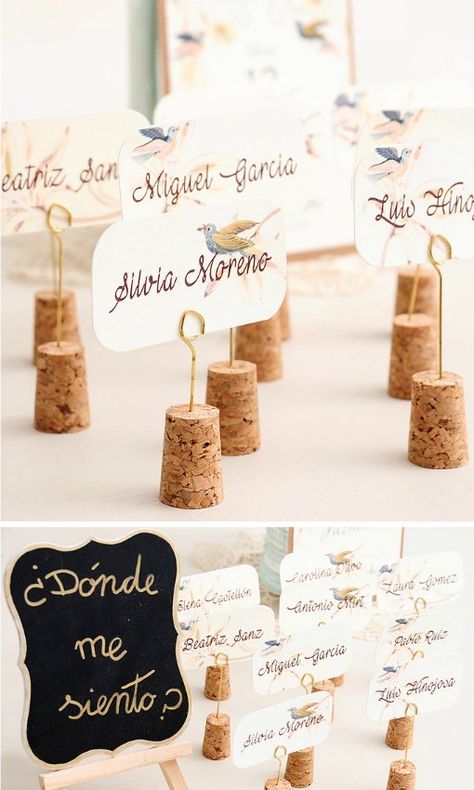 Ideas DIY para numerar las mesas y tu 'guestlist' de boda - Foto 2 Boda Diy, Wine Corks, Wedding Table Settings, Wedding Deco, Place Card, Place Cards, Card Holders, Wedding Centerpieces, Wedding Signs