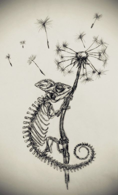 Chameleon Tattoo, Fat Rat, Creaturi Mitice, Skeleton Tattoos, Muster Tattoos, Skeleton Art, Chameleons, Tattoo Art Drawings, Dark Art Drawings