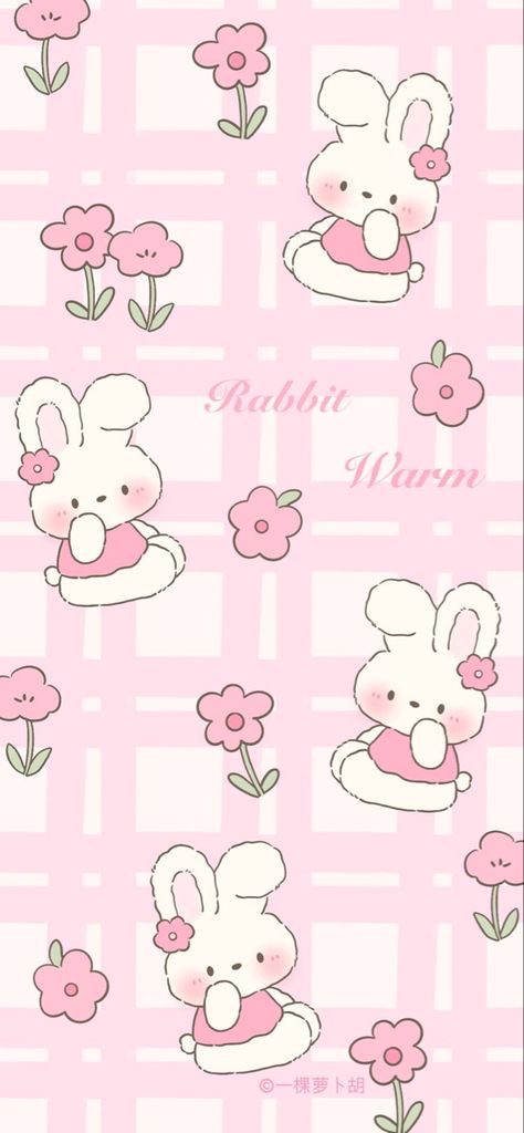 Pink Rabbit Wallpaper, Rabbit Wallpaper, Cute Home Screen Wallpaper, Cute Home Screens, Pretty Wallpapers Tumblr, Cute Blue Wallpaper, Bunny Wallpaper, Cute Tumblr Wallpaper, Cute Animal Drawings Kawaii