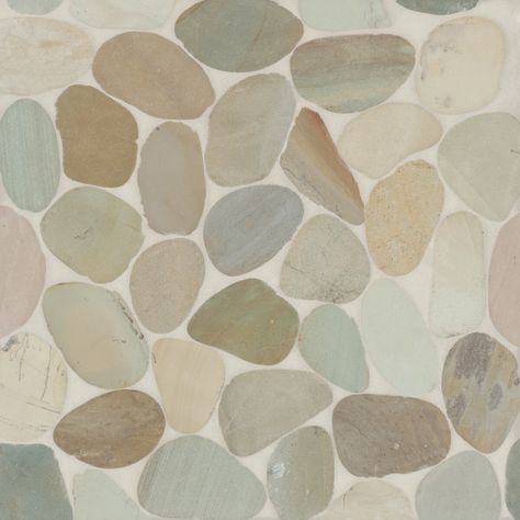 Pebble Mosaic Tile, Bedrosians Tile, Pebble Tile, Stone Mosaic Tile, Pebble Mosaic, Fireplace Surround, Rock Wall, Pebble Stone, Mosaic Flooring