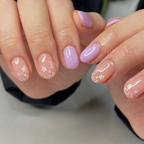 Spring Gel Overlay Nails, Natural Overlay Nails Design, Spring Overlay Nails, Hard Gel Nails Design Spring, Gel Overlay Designs, Builder Gel Designs Short, Vacation Nails Natural Nail, Builder Gel Nails Short, Builder Gel Nails Design Short Summer