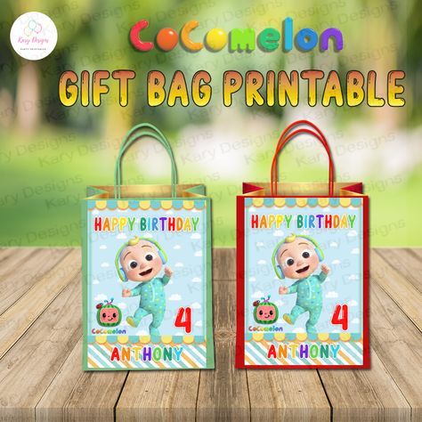 Cocomelon Gift Ideas, Cocomelon Gift Bags, Cocomelon Candy Bags, Cocomelon Party Bags, Coco Melon Party, Cocomelon Party Favors, Cocomelon Theme, Party Candy Bags, Coco Melon