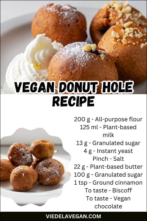 Vegan Donut Hole Recipe Vegan Donut Holes, Donut Hole Recipe, Vegan Doughnuts, Doughnut Holes, Vegan Donuts, Decadent Chocolate Cake, Donut Holes, Sweet Cravings, Vegan Dessert