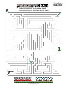 Minecraft Worksheets, Minecraft Maze, Minecraft Club, Minecraft Activities, Minecraft Printables, Rumah Minecraft Sederhana, Maze Worksheet, Printable Mazes, Minecraft Coloring Pages