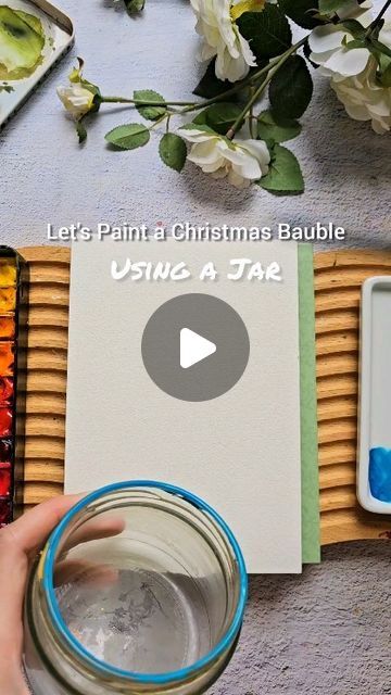 Joly Poa on Instagram: "Here's a quick holiday card idea that you can paint using a jar. My next Skillshare class will be available SOON. 🥳 Are you ready to paint your unique cards? 🎄 #skillshare #watercolorcard #holidaywatercolor #christmascard @skillshare" Jar Watercolor, Watercolor Christmas Cards Diy, Watercolor Holiday Cards, Watercolour Challenge, Easy Flower Painting, Create Christmas Cards, Watercolor Christmas Tree, Christmas Arts And Crafts, Christmas Card Art