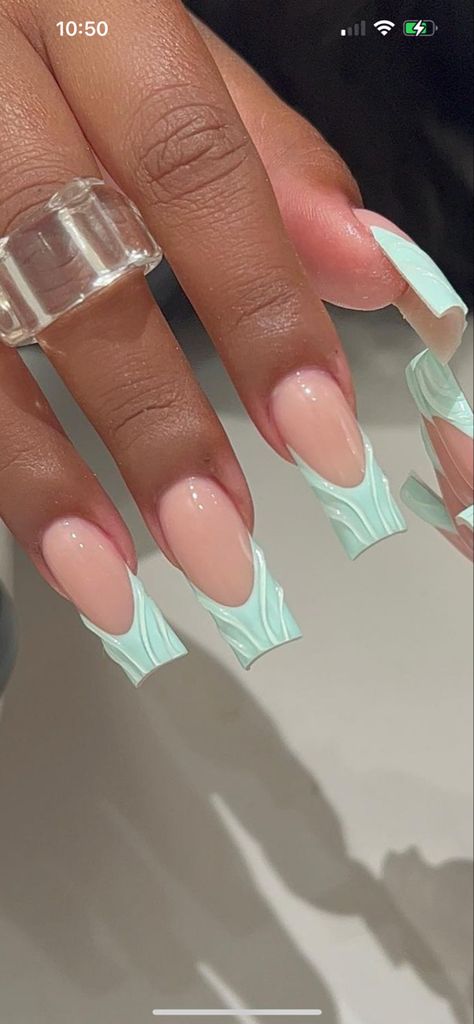 French Tip With Squiggles, 3d Swirl Nail Designs, 3d Swirl Nails, White Swirl French Tip Nails, Tapered Square Nail Ideas, Nails 2024 French, Square Summer Nails 2024, Simple French Tip Nails With Design, Summer Nails Ballerina