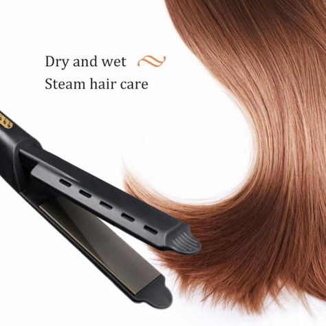 Steam Hair Straightener, Silky Shiny Hair, Flat Iron Hair, Hair Steaming, Ceramic Hair Straightener, Flat Iron Curls, Iron Hair, Hair Straighteners Flat Irons, Hair Straightening Iron