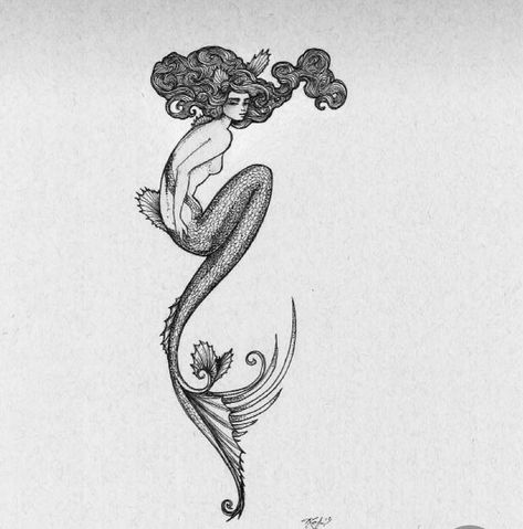 Whimsical Mermaid Tattoo, Mermaid Back Tattoo, Castle Core, Stretch Mark Tattoo, Extra Aesthetic, Siren Tattoo, Vintage Drawings, Whimsical Mermaid, J Tattoo