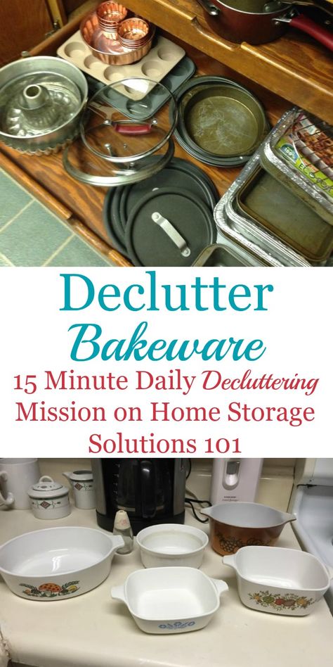 Clutter Help, Bakeware Organization, Dish Organization, Bakeware Storage, Household Management, Dish Storage, How To Declutter, Declutter Your Life, Home Storage Solutions