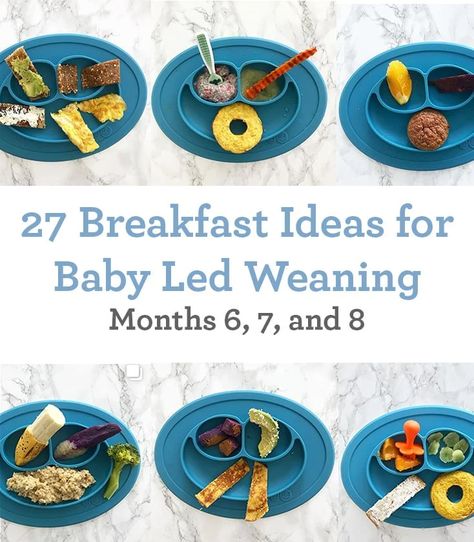 Baby led weaning breakfast ideas for the first 6 to 9 months. Breakfast Ideas For Baby, Baby Led Weaning Breakfast Ideas, Led Weaning Breakfast, Baby Led Weaning Breakfast, Fingerfood Baby, 7 Month Baby, Baby Led Weaning First Foods, Weaning Foods, Baby Breakfast