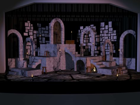 Man of La Mancha – Matt Kizer: Scenic & Lighting Design Deer Netting, Lincoln New Hampshire, Set Theatre, Scenic Design Theatres, Stone Arches, Man Of La Mancha, Folder Image, Sweet Charity, Set Design Theatre