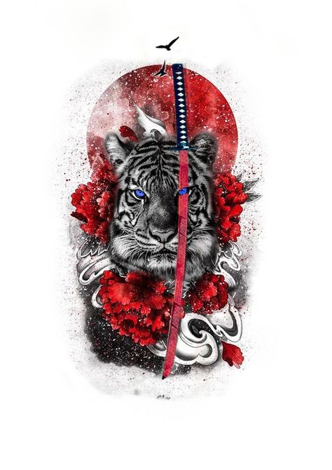 Chinese Tiger Tattoo Men, Japanese Tiger Art Tattoo Designs, Samaria Tattoos, Japanese Tiger Tattoo Design, Japanese Tiger Art, Japanese Tiger Tattoo, Tiger Canvas Art, Japanese Tiger, Tiger Tattoo Design