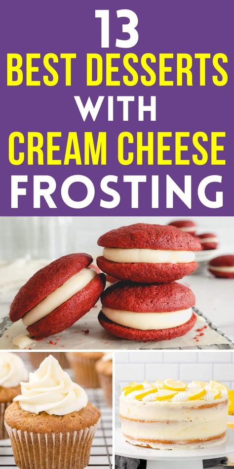 Cream Cheese Frosted Cookies, Canned Cream Cheese Frosting Hacks, Cream Cheese Frosting Desserts, Desserts With Cream Cheese Frosting, Recipes With Cream Cheese Frosting, Leftover Cream Cheese Frosting, Desserts With Cream Cheese, Desserts With Cream, Deserts With Cream Cheese