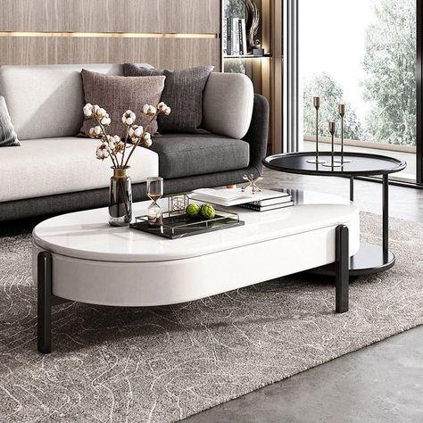 igh-End Rustic California Modern Living Rooms (Concept Modern Furniture Ideas, Lacquer Coffee Table, Coffee Table And Side Table Set, Coffee Table And Side Table, Side Table Set, Modern Accent Tables, Coffee Table Dimensions, Home Furnishing Stores, Oval Coffee Tables