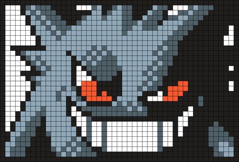 Kandi Patterns for Kandi Cuffs - Characters Pony Bead Patterns Gengar Beads Pattern, Pokemon Kandi Pattern, Gengar Perler Beads, Gengar Perler, Pokemon Sprites Pixel Art, Pokémon Perler, Bead Templates, Perler Projects, Kandi Cuffs