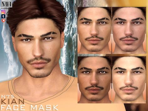 The Sims Resource - Kian Face Mask N75 Sims4 Male Beard, Sims 4 Male Face Mask, Sims 4 Face Mask, Cc Face, Cc Skin, Sims 4 Male Clothes, The Sims 4 Skin, Cc Clothes, Skin Face Mask