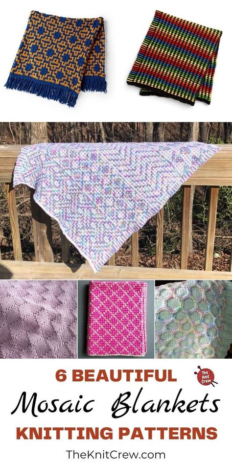 6 Beautiful Knitted Mosaic Blanket Patterns. Beautiful Knitted Mosaic Blanket Patterns curated by The Knit Crew. Mosaic Knitting Patterns Free, Mosaic Knitting Patterns, Mosaic Blanket, Mosaic Knitting, Knitted Blanket Squares, Purl Soho, Square Blanket, Blanket Patterns, Blanket Knitting Patterns