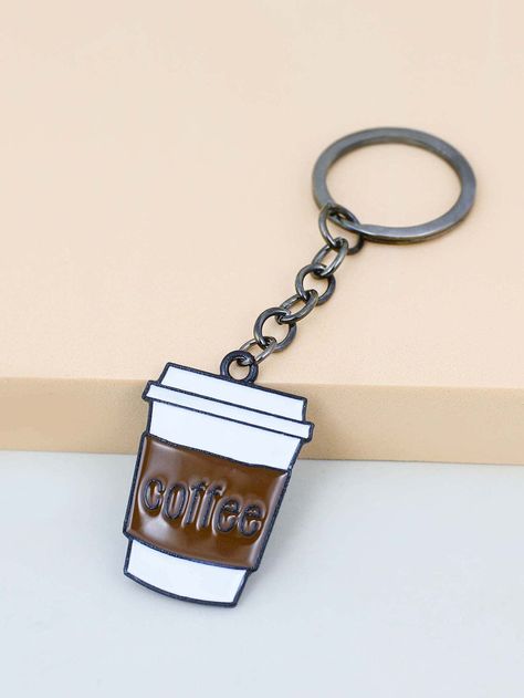 Multicolor    Zinc Alloy   Embellished   Women Accessories Coffee Cup Keychain, Cup Keychain, Coffee Keychain, Shein Brasil, Cute Cartoon Drawings, Cute Keychain, Charm Gift, The Coffee, Key Rings