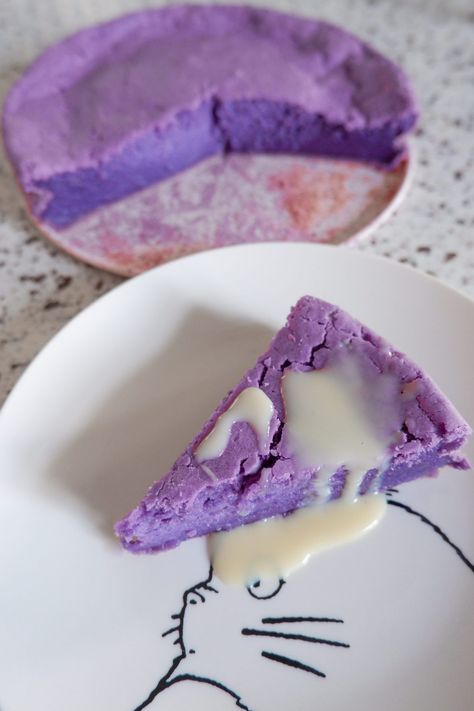 Ube Mochi Cake (Nian Gao) | Mimi Ju's Kitchen - Desserts Ube Mochi Cake, Ube Tres Leches, Ube Mochi, Nian Gao, Condensed Milk Cake, Ube Recipes, Philippines Recipes, Mochi Recipe, Mochi Cake