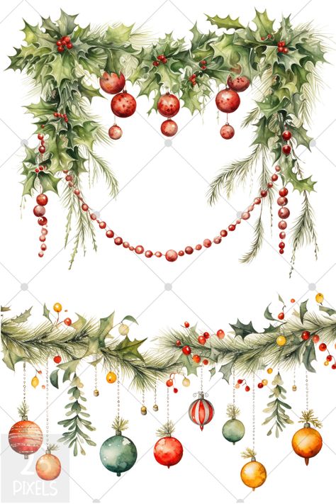 Ignite the holiday spirit in your creative endeavors with our digital paper and clipart files featuring Watercolor Christmas Garland, designed to inspire junk journal creators and scrapbook artists. These versatile fussy cuts offer you the opportunity to infuse your projects with the festive magic of the season, elevating your craft to a whole new level. Christmas Garland Painting, Christmas Garland Clipart, 2024 Watercolor, Winter Garland, Christmas Windows, Holiday 2024, Holiday Banner, Holiday Garlands, Watercolor Christmas Cards