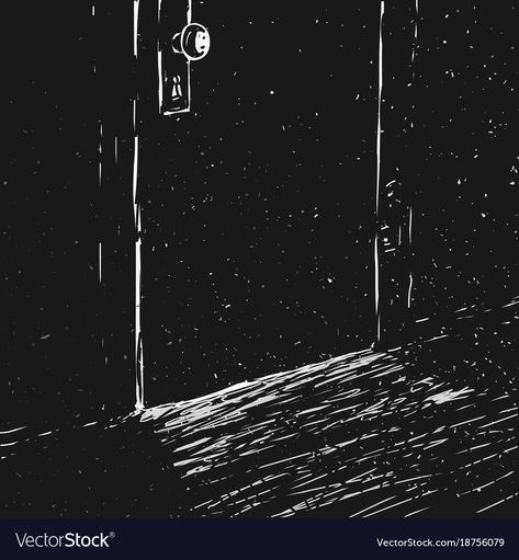 Closing Door Drawing Reference, Dark Room Drawing, Dark Room Illustration, Tma Fears, Door Illustration, Dream Illustration, Dark Doors, Shadow Illustration, Dark Hallway