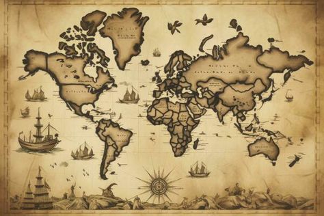 ai gerado ótimo detalhado ilustração do a mundo mapa dentro vintage estilo. ai gerado 36016511 Foto de stock no Vecteezy Tattoos