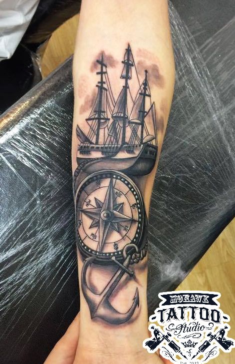 Boats Tattoo, Anker Tattoo Design, Boat Tattoo, Anchor Tattoo Design, Anker Tattoo, Compass Tattoo Design, Forarm Tattoos, Forearm Tattoo Design, Anchor Tattoos