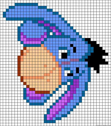 Eeyore Alpha Pattern, Eeyore Pixel Art, Eeyore Perler Beads, Pixel Art Pattern Disney, Modele Pixel Art Disney, Bracelets Alpha Patterns, Cartoon Pixel Art, Pixel Art Disney, Modele Pixel Art