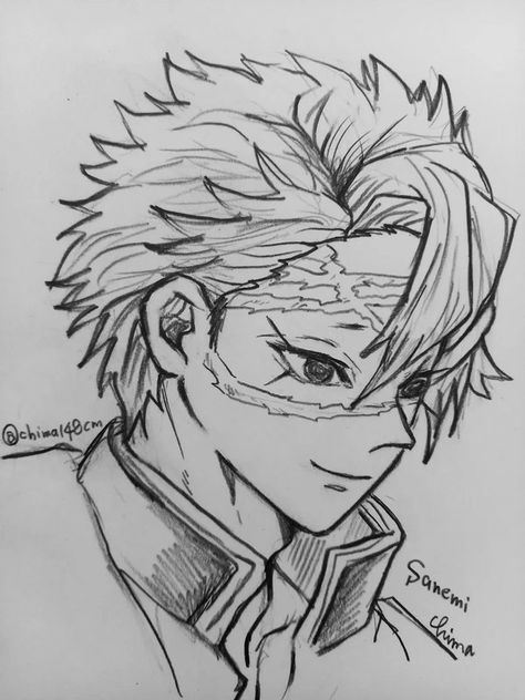 Sanime Shinazugawa Sketch, Sanemi Drawing Sketch, Sanemi Shinazugawa Sketch, Sanemi Shinazugawa Drawing, Drawing Of Demon Slayer, Sanemi Sketch, Demon Slayer Characters Drawing, Sanemi Drawing, Demon Slayer Art Drawing