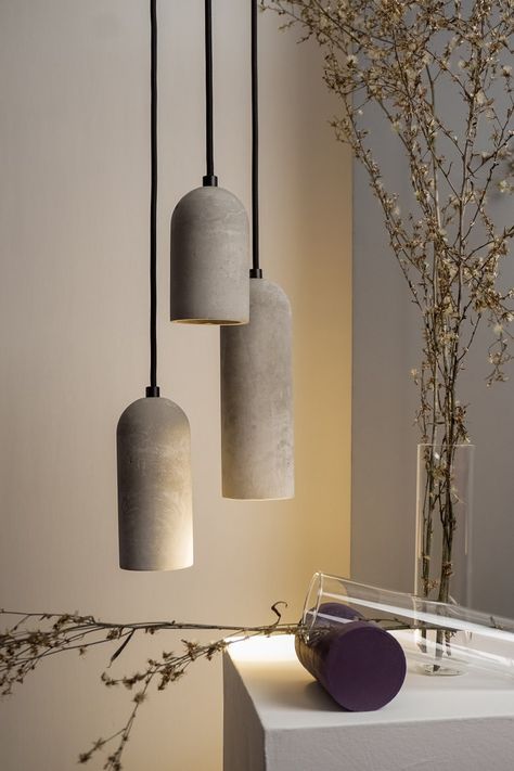 Pendant Minimalist Round Concrete Lamp Raw Concrete Cylinder - Etsy Sweden Cement Light, Lighting Scandinavian, Celing Light, Stone Lighting, Cement Pendant Light, Concrete Light, Ceramic Pendant Light, Concrete Pendant Light, Concrete Pendant