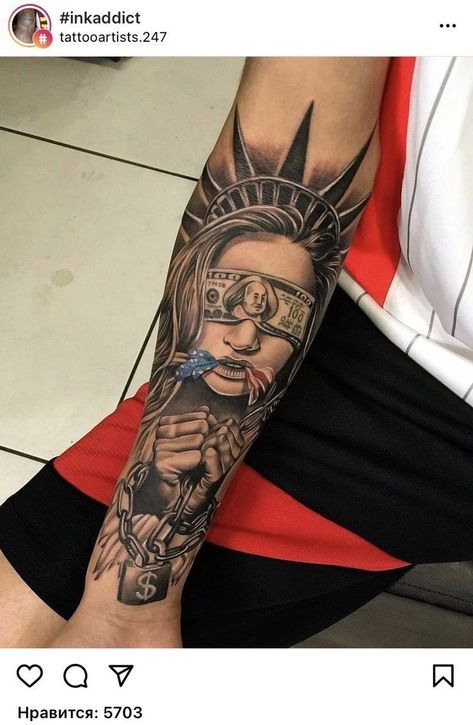 Stencils Art, Liberty Tattoo, Cross Tattoo For Men, Money Tattoo, Full Sleeve Tattoo Design, Chicano Style Tattoo, One Piece Tattoos, Perfect Tattoo, Cool Forearm Tattoos