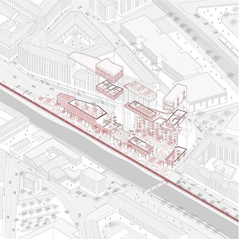 Exploded Axonometric, Axonometric Drawing, Presentation Board Design, Architecture Blueprints, Urban Design Graphics, Urban Design Concept, Perspective Drawing Architecture, Pavilion Architecture, Architecture Presentation Board